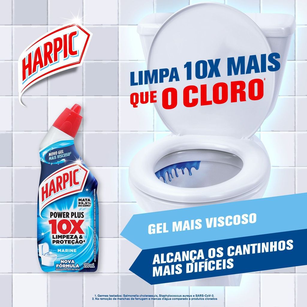 Harpic Power Plus Desinfetante Sanitário em Gel Marine 200ml · foto 2