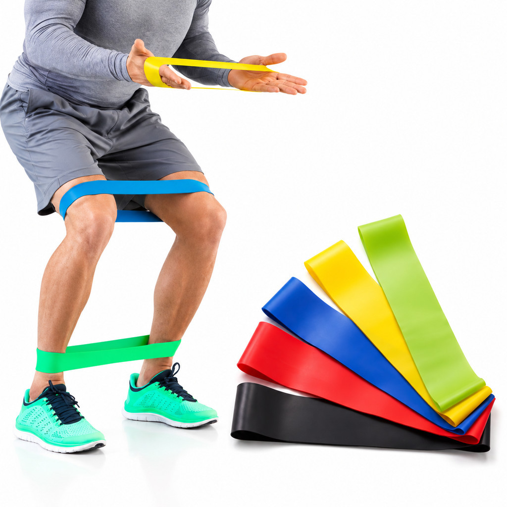 Kit com 5 Faixas Elásticas de Resistência para Treinos em Casa Academia ao Ar Livre Yoga e Pilates