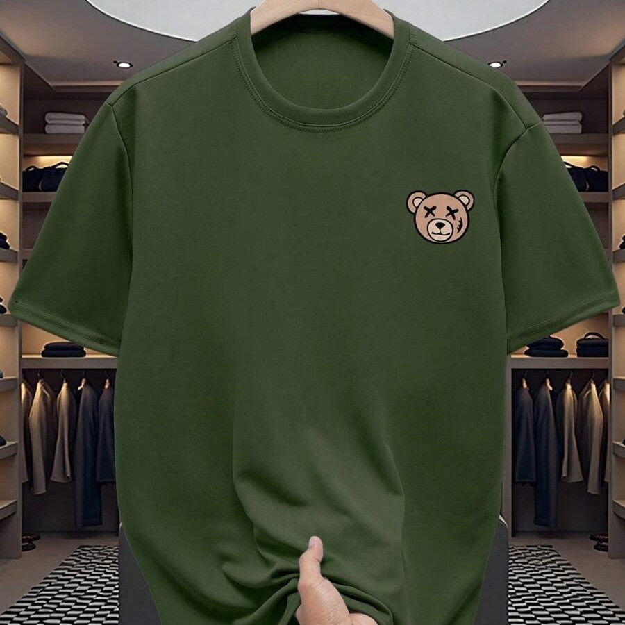 Camiseta Masculina Estampada Urso Algodão Premium Streetwear Casual Urbana Jovem Unissex Sair Academia Treino