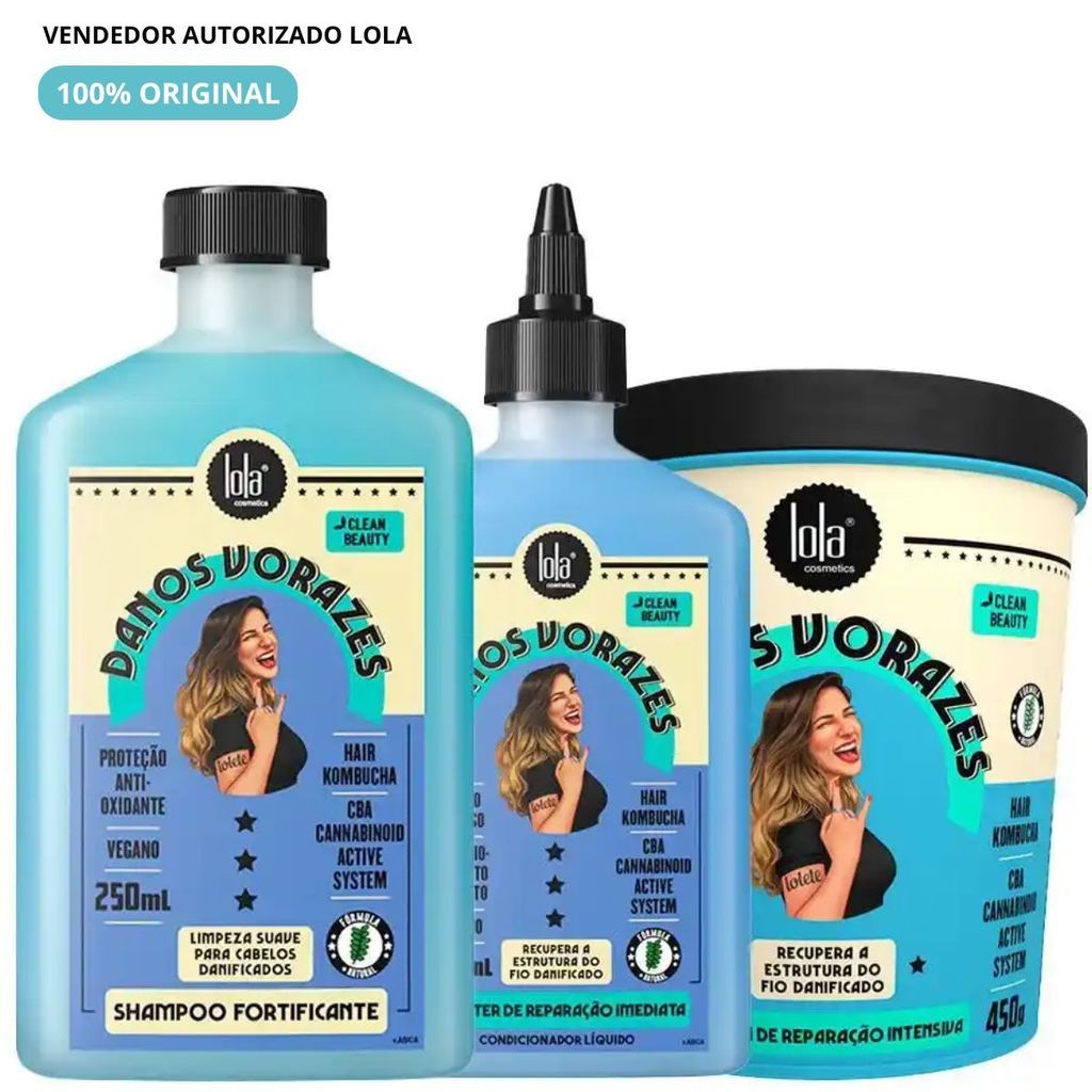 Kit Lola Cosmetics Danos Vorazes - Shampoo e Máscara de Reconstrução e Booster 250ml