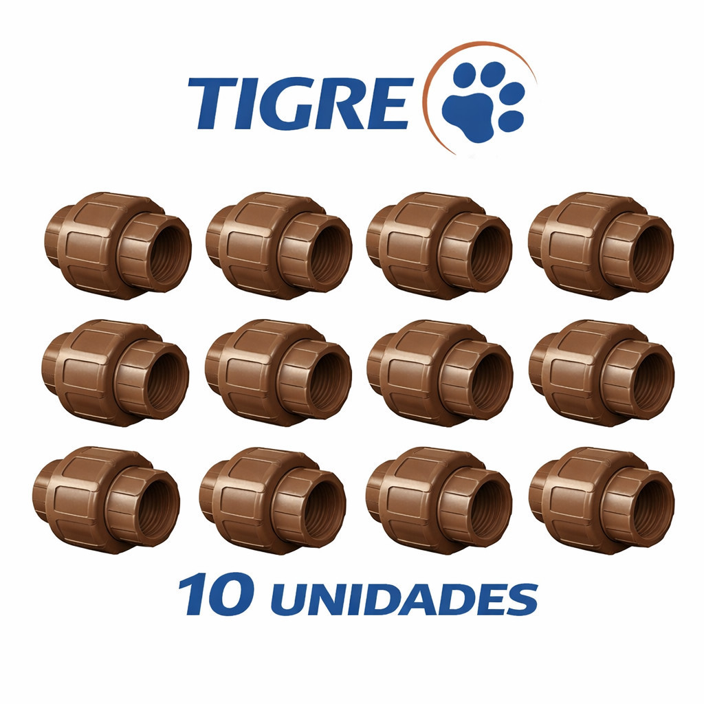 Kit 10 Un. União Soldável 50mm PVC Tigre Original 1,1/2" Tubulação / Encanamento / Construção