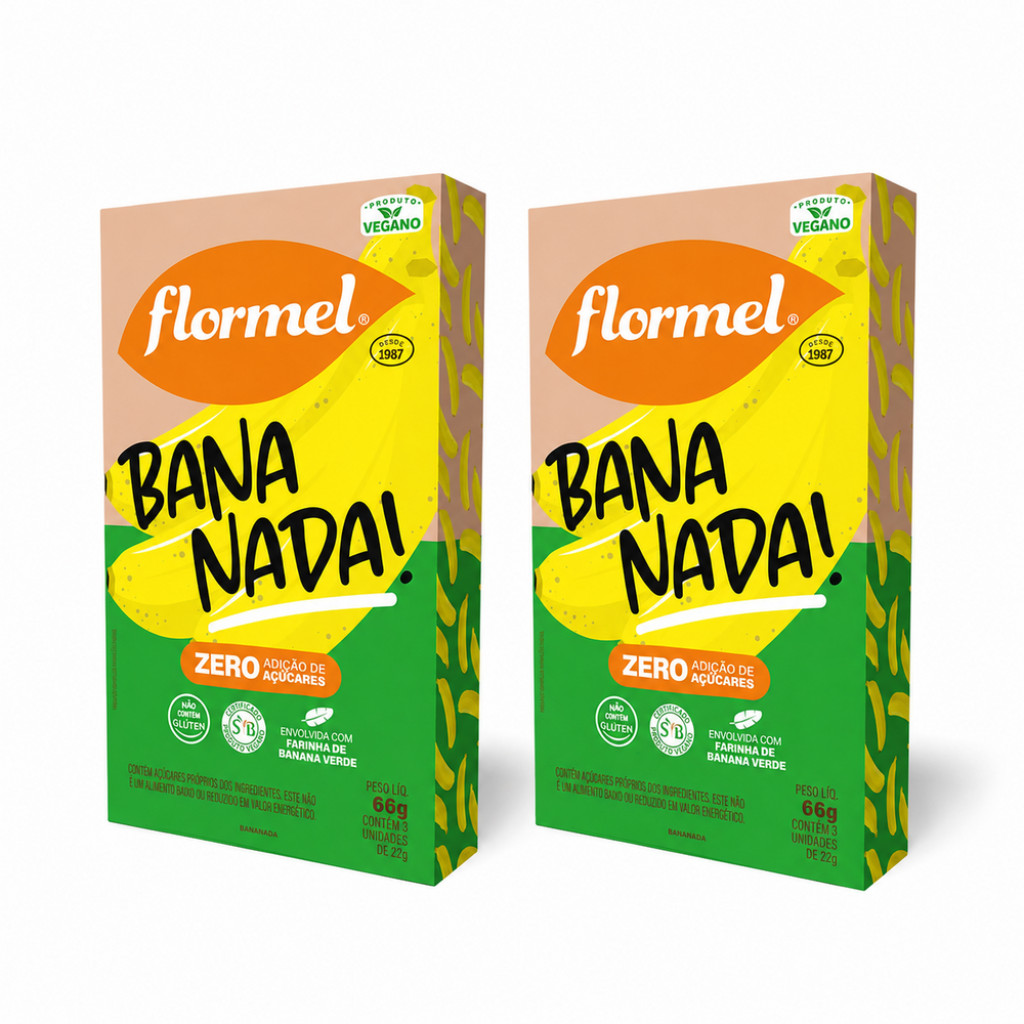 Kit 2 Bananada Zero Açúcar Cremosa Sem Gluten Flormel 22g