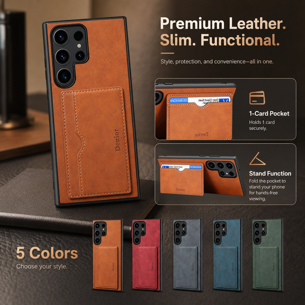 Capa De Telefone De Couro Para Samsung Galaxy S24 Ultra S23 Plus S22 S21 S20 Com