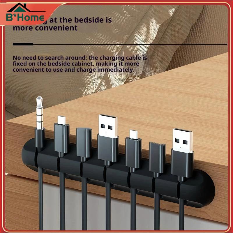 BHTH Organizador De Fio De Silicone Clipes De Gerenciamento De Cabo Autoadesivos Enrolador USB Reutilizável Para Carro D
