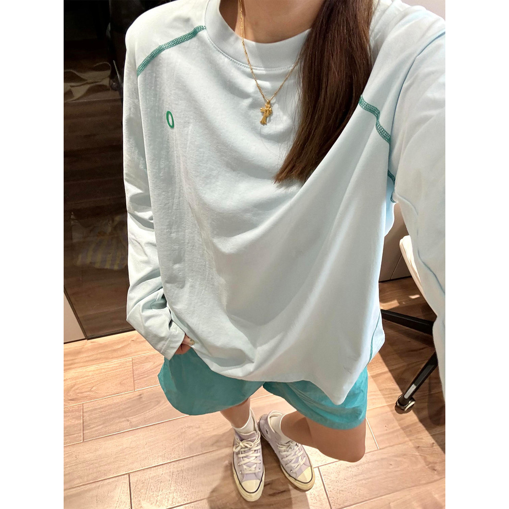 Glacier azul de secagem rápida manga comprida camiseta feminina outono montanha série esportes lazer protetor solar cami