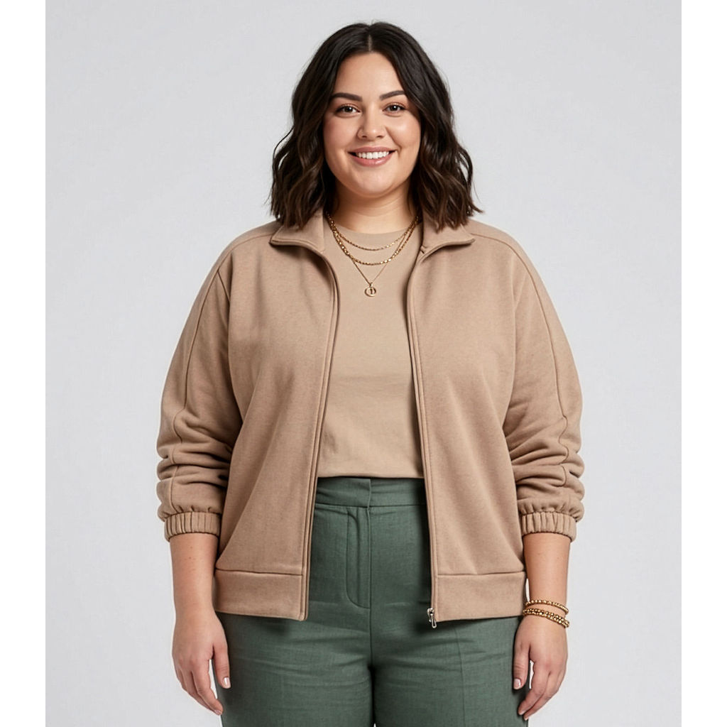 Jaqueta Feminina Plus Size Secret Glam Marrom