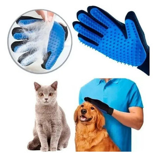 Luva Tira Pelos Pet Removedor Rasqueadeira Profissional Pet Cor Azul