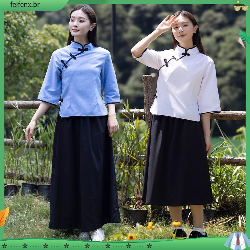 Estilo nacional roupas femininas 54 roupas jovens roupas de estudante Retro roupas de estudante Zhongshan roup