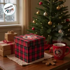 Caixa de Presente Natal Xadrez Papai Noel - 3 Tamanhos - Embalagem de Presente Natalina para Lembrancinha | Rizzo