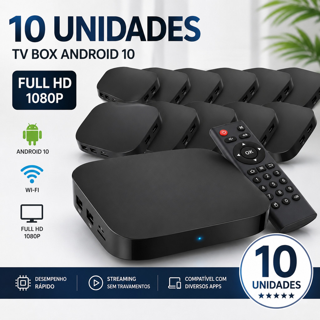 Kit 10 Smart TV Android 10 4K Ultra HD Wi-Fi Smart TV Quad Core Box DC400
