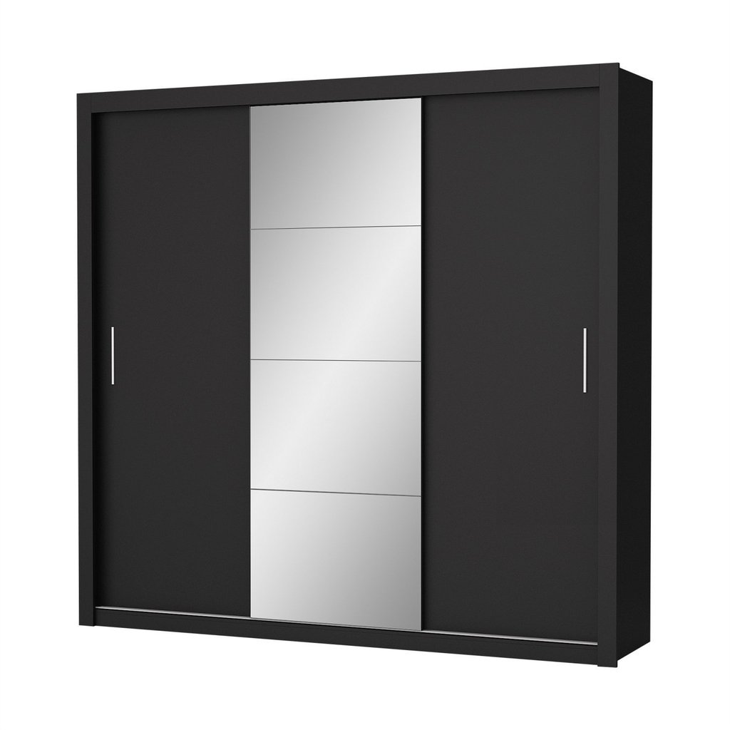 Guarda Roupa Casal com Espelho 3 Portas 4 Gavetas Max Plus Espresso Móveis Preto Preto — imagem 2 de 2