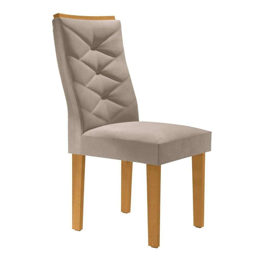 Conjunto 6 Cadeiras para Sala de Jantar Germany Espresso Móveis Cinamomo/Boucle Bege