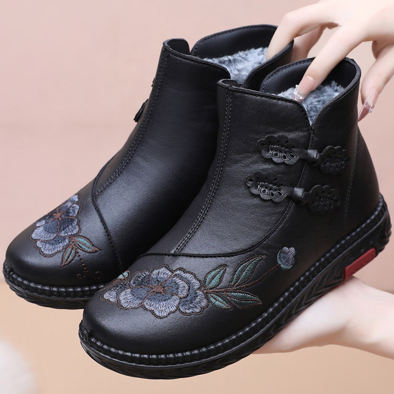 Velho pequim sapatos de pano feminino sapatos de algodão inverno meia-idade idosos mãe sapatos velo quente avó sapatos à