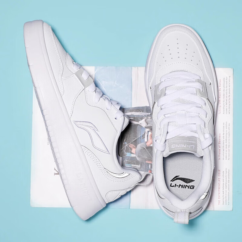 Li Ning sapatos masculinos tênis novo couro branco sapatos masculinos Weiwu luz branco sapatos esportivos sapatos casuai