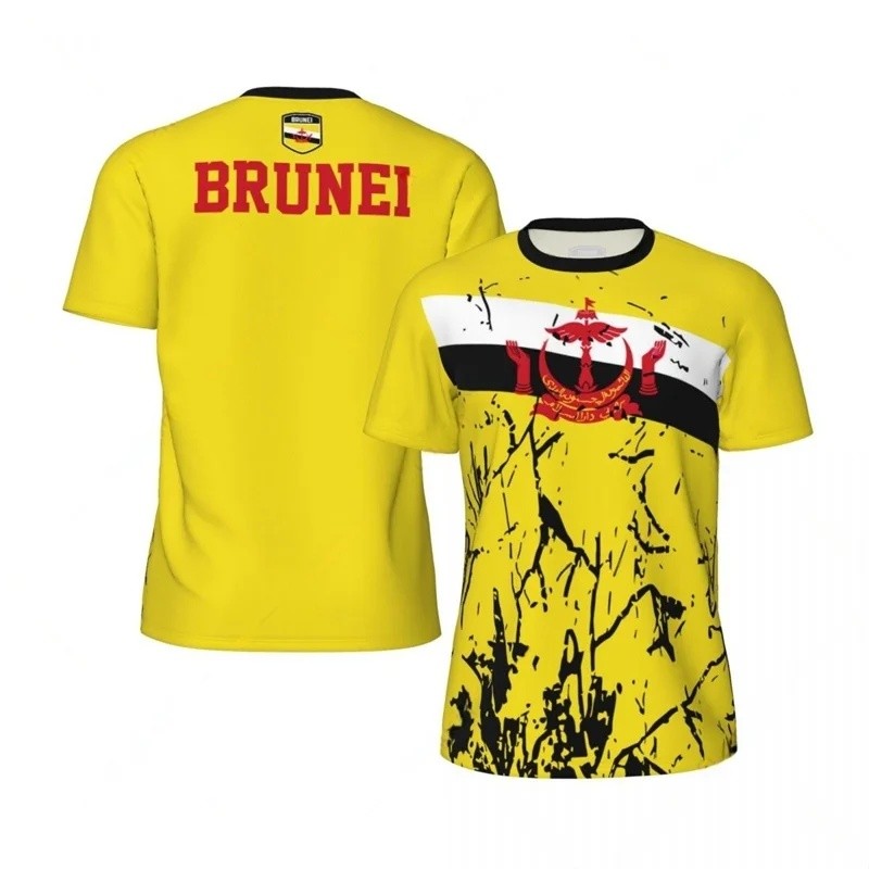 Brunei Padrão Camiseta Masculina Oversized 3D Impresso Futebol Manga Curta Verão Fitness Camisetas Esportes T Camisa