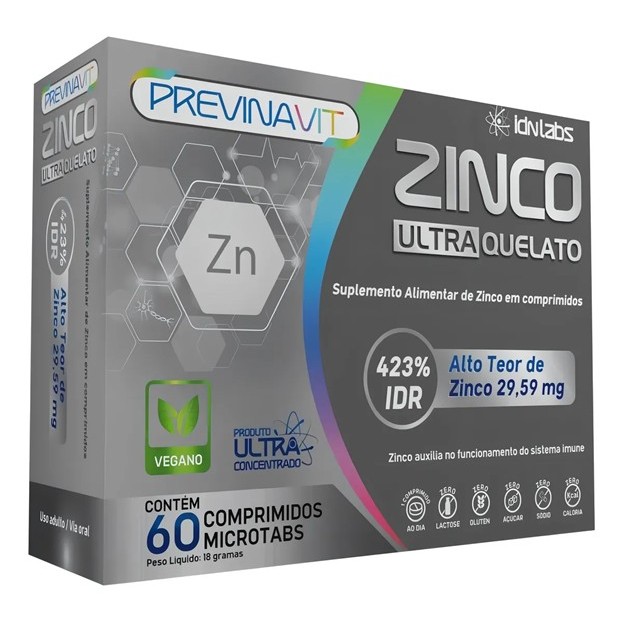 Zinco Ultra Quelato - Idnlabs - Com 60 Comprimidos Microtabs Sem Sabor