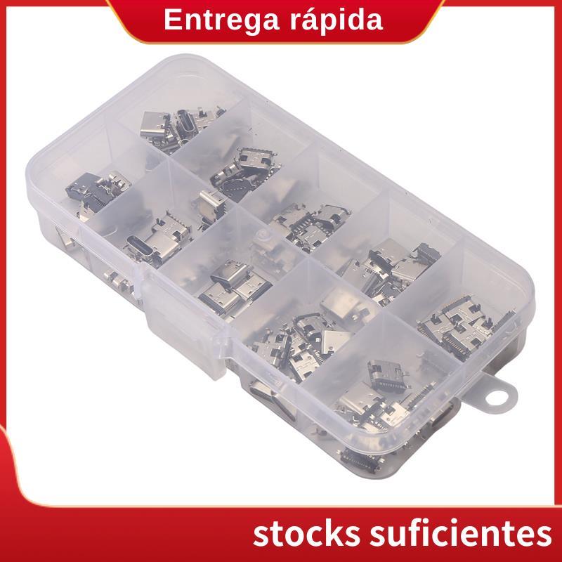 100 Pçs/Lote 10 Modelos Tipo-C Conectores De Doca De Carregamento USB Mix 6Pin E 16Pin Uso Para Telefone Kits De Reparo 