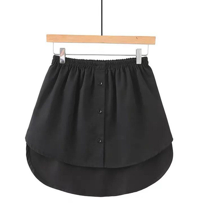 Roupas femininas em camadas internas bainha falsa saia falsa de duas peças borda branca camisa falsa sarja Base saia pro