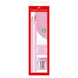 Lápis preto tom pastel Rosa 511281 com 2 lápis 1 borracha e 1 apontador Faber-Castell