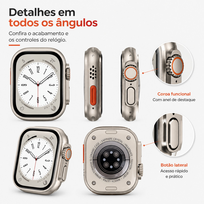 Enviado de São Paulo: Versões Mini, Profissional e Avançada de smartwatches, disponíveis em vários tamanhos, sempre com