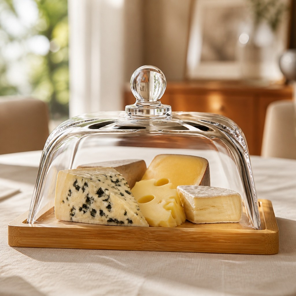 Queijeira Monaco Com Base De Madeira 18,5cm Hauskraft Premium
