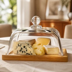 Queijeira Monaco Com Base De Madeira 18,5cm Hauskraft Premium