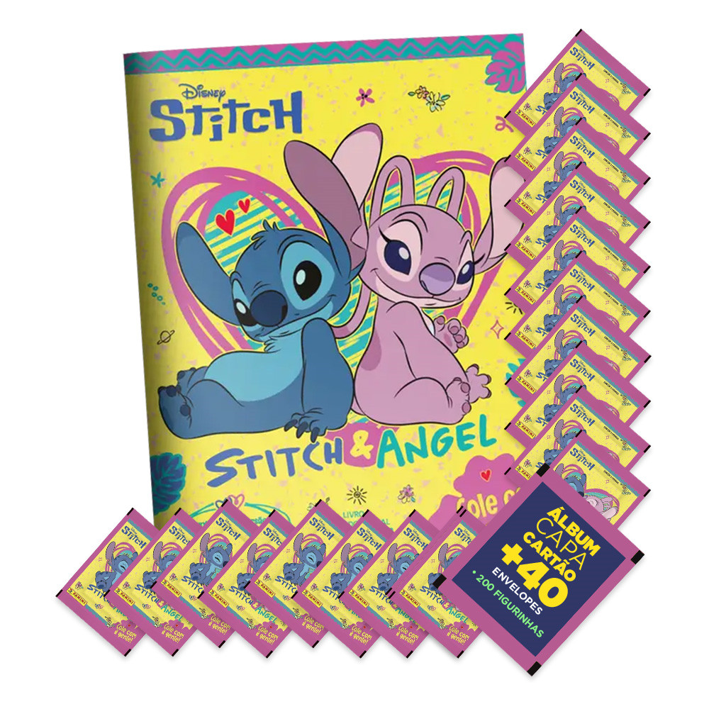 Stitch & Angel Álbum Capa Mole+40 Envelopes(200 Figurinhas)