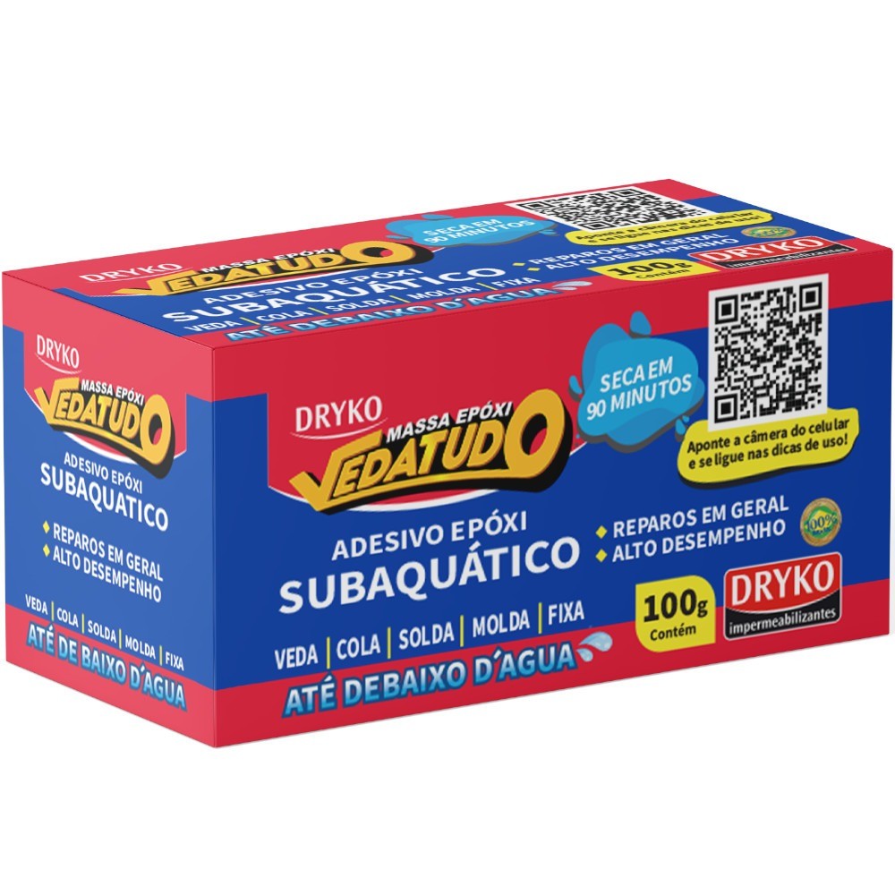 Massa adesiva epóxi subaquática 100g - Vedatudo - Dryko