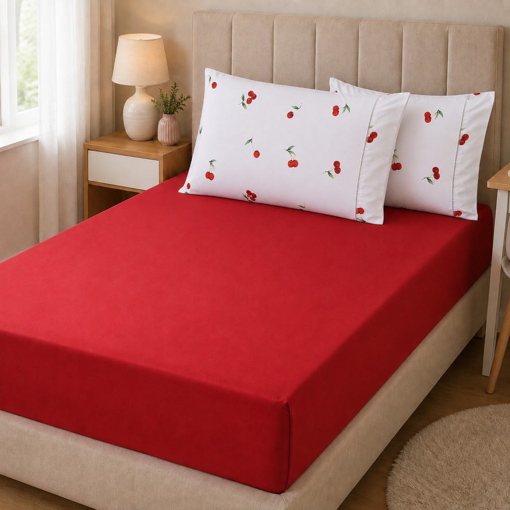 Jogo Lençol Ternura 400 Fios Micropercal Solteiro Casal Queen King com Elástico Fronha Estampada Ponto Palito Decorativo