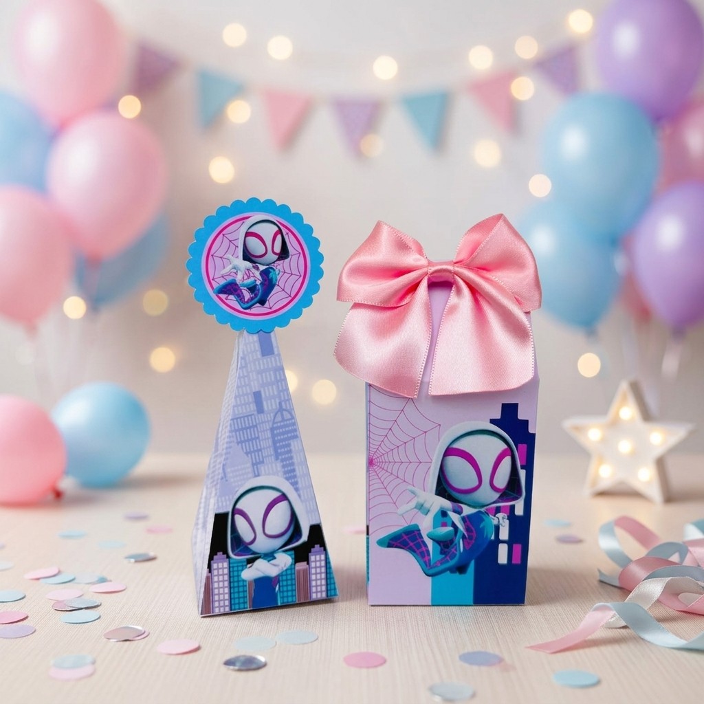 Caixa Milk + Caixa Pirâmide * Mulher Aranha Spidey Kit Festa Decoração Lembrancinha de Aniversário