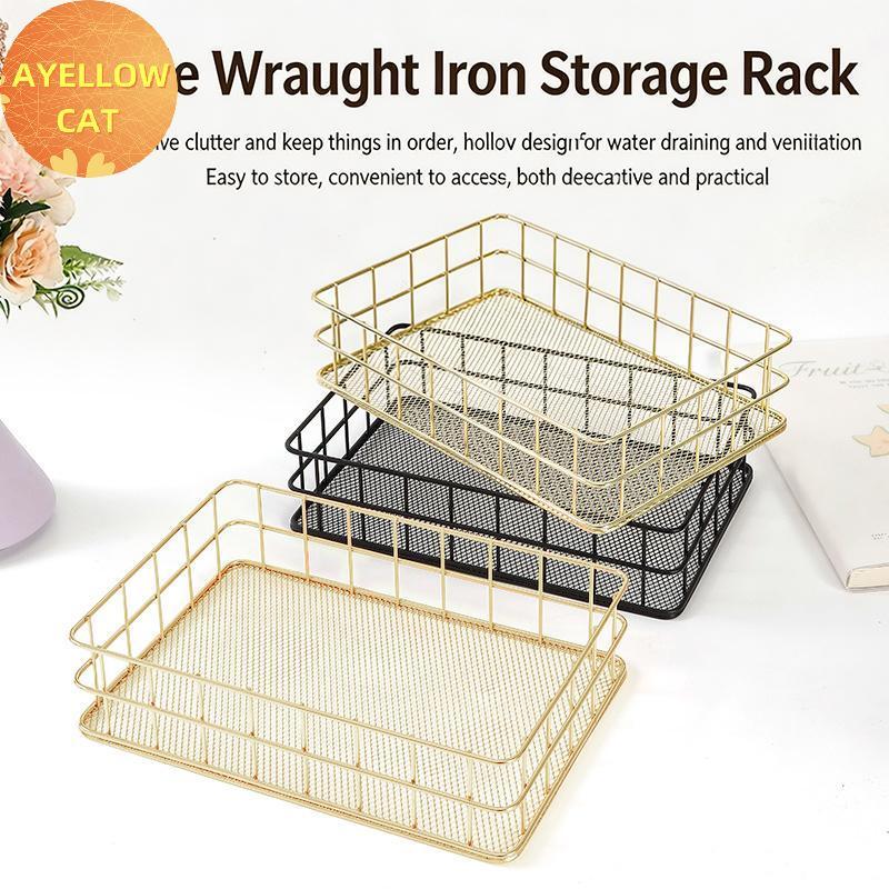 AYellowcat Decorativo Resistente Cesta De Fio Organizador Retangular Para Cozinha Banheiro Lavanderia Bancada Prateleira