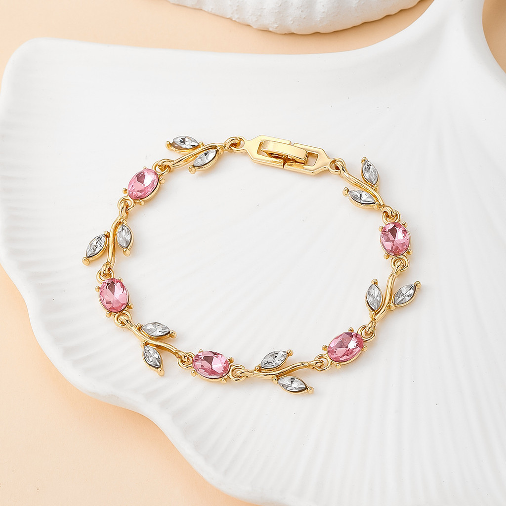 Pulseira de gota de água rosa, banquete de moda, pulseira elegante, design de alta qualidade.