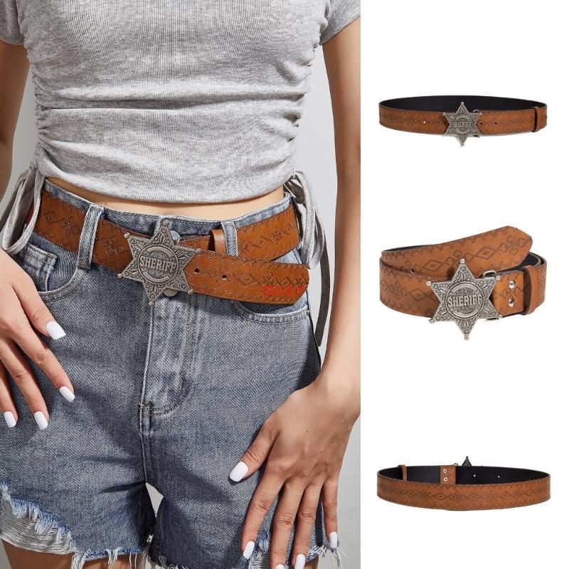 muse Moda Quente Meninas Mulheres Cinto De Emagrecimento Com Fivela De Estrela Esculpida Cintura