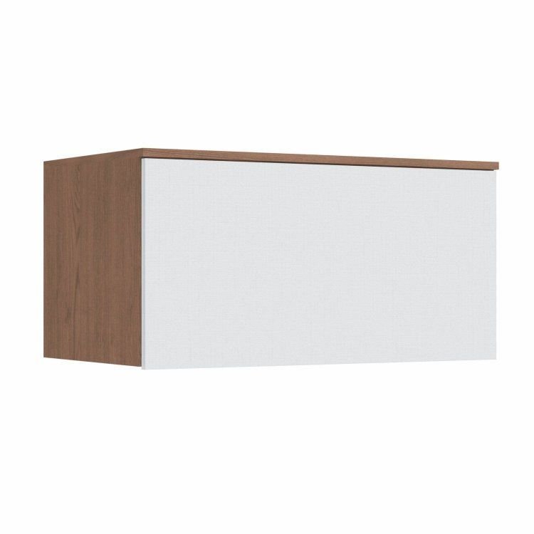Módulo Aéreo 1 Porta Basculante Requinte+ 100% MDF Marrom/Macadâmia/Branco Line Macadâmia/Branco Line