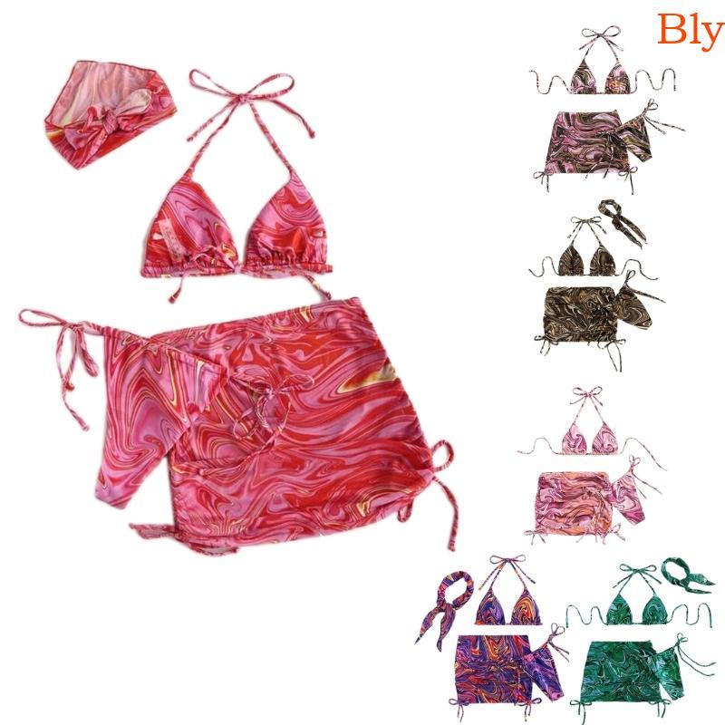 Conjunto Biquíni Feminino Bly Estampa Floral E Saia Praia, 4 Peças, Maiô Para