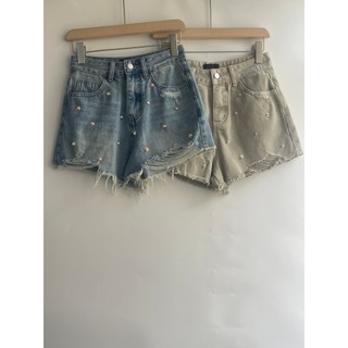 Estação Europeia 2026 Moda Verão All-Match Slimmer Look Design Nicho Decorativo Diamante Desfiado Shorts Jeans Rasgados