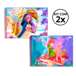 Kit Com 02 Caderno De Desenho Universitário Conto De Fada 80 Folhas - Jandaia