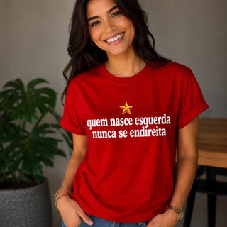 Tshirt Feminina Nunca Se Endireita Estampada Camisa 100% Algodão Fio 30.1 Unissex Plus Size Envio Rápido
