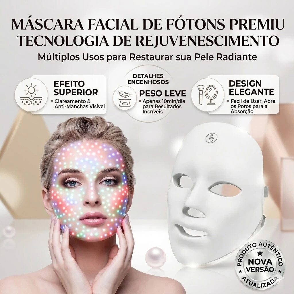 Máscara de beleza instrumento de rejuvenescimento de fotões LED sete cores luz toque