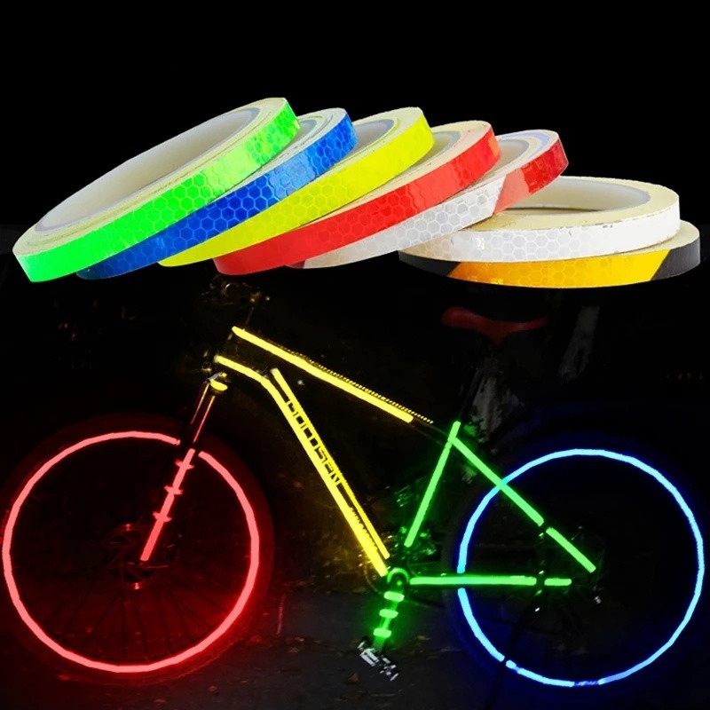 Adesivos Refletores para Bicicleta/Fita Refletora Fluorescente para Motocicleta com Brilho Noturno/Pacote em Rolo/Acessó