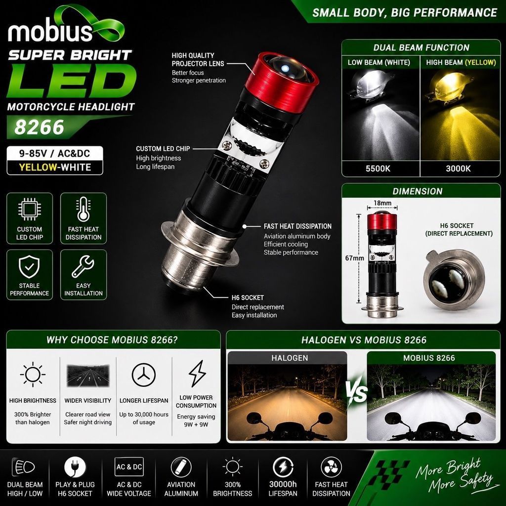 CAHAYA H6 H4 LED Carro Motocicleta Lâmpada Dianteira Projetor Brilhante Branco Amarelo Luz UNIVERSAL Para Todas As Motoc