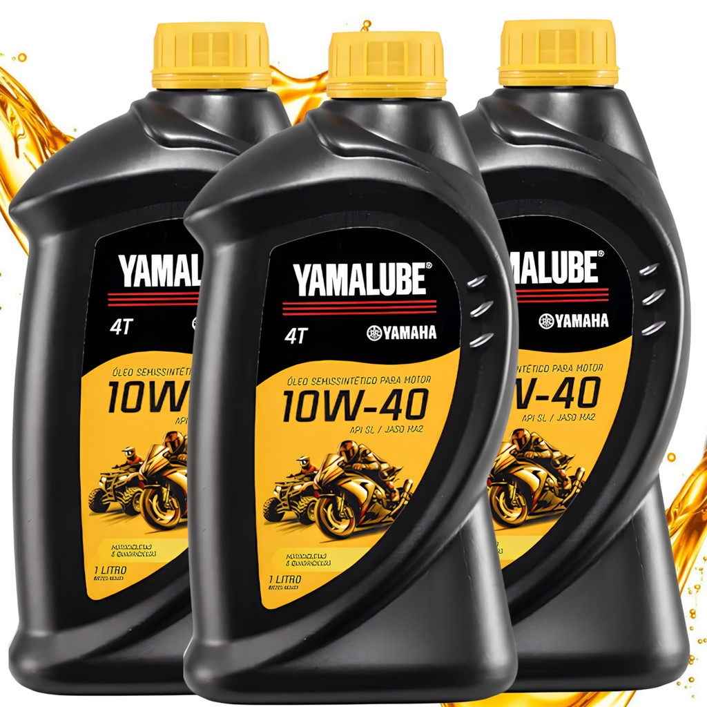 KIT 3 ÓLEO YAMALUBE 10W-40 10W40 SEMISSINTÉTICO 4T FZ25 LANDER MT03 MT07 MT09 R1 R3 XJ6 ORIGINAL — imagem 2 de 2