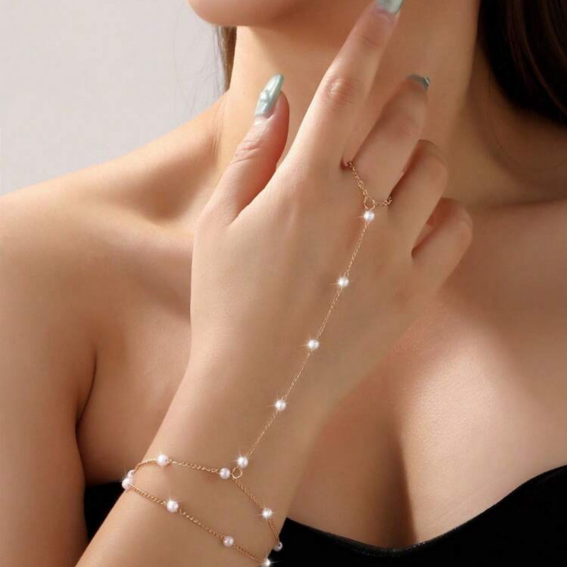 Pulseira de dedos inteiriços da moda, sucesso de vendas, com design de luxo leve e corrente integrada, modelo versátil p