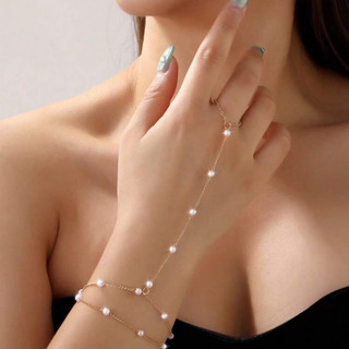 Pulseira de dedos inteiriços da moda, sucesso de vendas, com design de luxo leve e corrente integrada, modelo versátil p