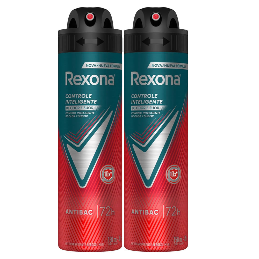 Kit Desodorante Aerosol Rexona Men Antibacterial 150ml - 2 unidades