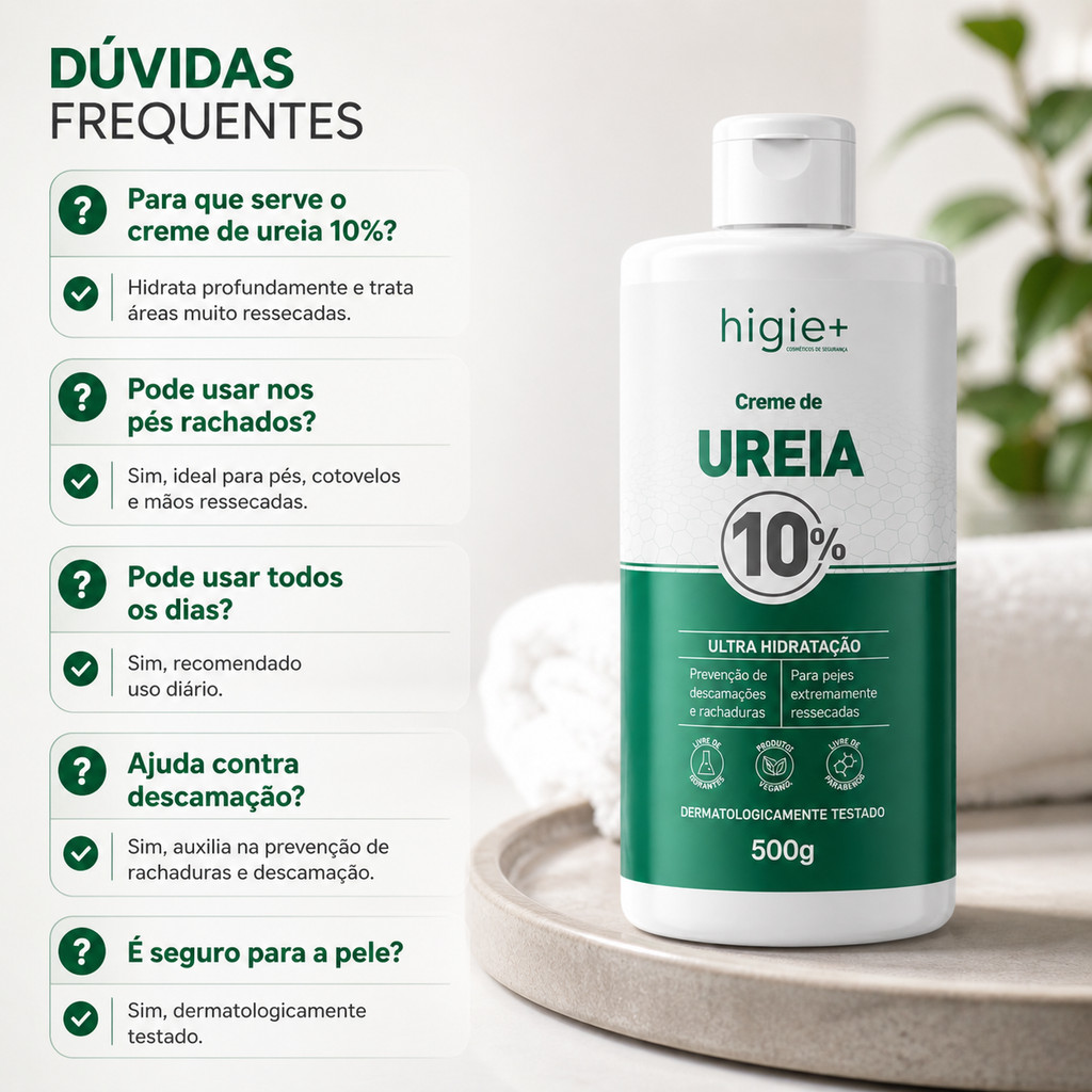 Kit 3 Cremes de Ureia 10% Higie+ 500g Hidratante para Pele Seca — imagem 2 de 2