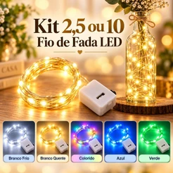 Kit 2, 5 ou 10 Fios de Fada LED 2 Metros para Decoração Natal Festa Quarto Ambientes