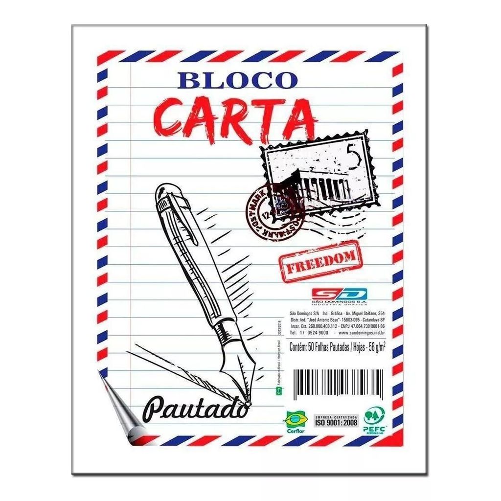 BLOCO CARTA PAUTADO SÃO DOMINGOS 50FLS 205X265MM