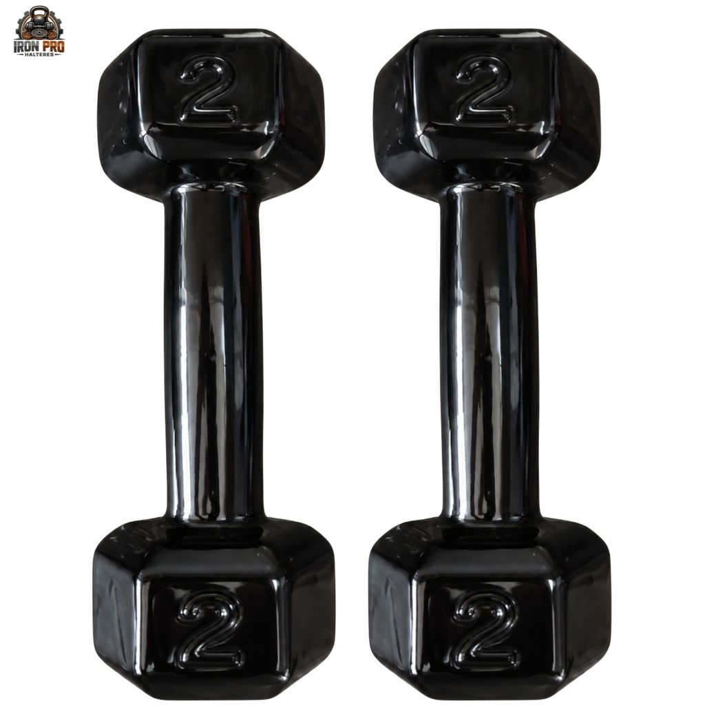 Halter Sextavado Emborrachado 2 kg PAR Fisioterapia Musculação Academia CrossFit Treino Funcional Fitness Exercício Casa
