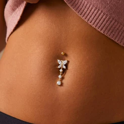Piercing Umbigo Borboleta Cravejada Zircônia Aço Cirúrgico